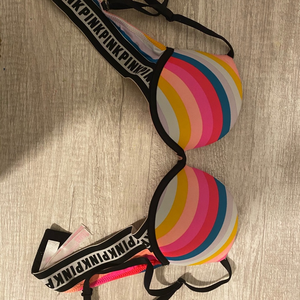 push up striped pink bra